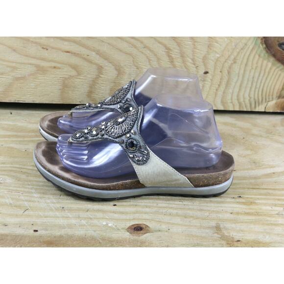 Dansko Sandals 40 Pamela Multicolor Leather Jeweled Rhinestone Thong Shoes - Picture 1 of 9